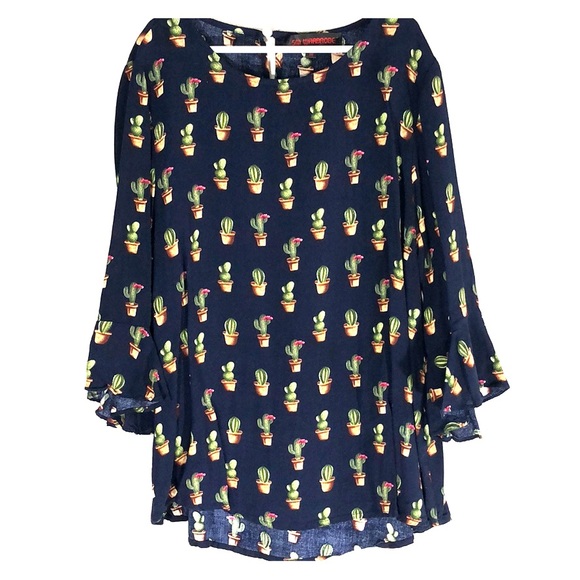 SM Wardrobe Other - SM Wardrobe Girls L/S Medium Cactus Decorated Top